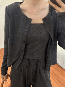 Slimming Fashion Set Casual Loose Fit High Waist Cotton Blend Long Sleeve Three Piece Suite for Women in Their 20s And 30s