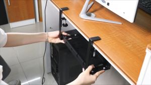 Easy Install Under Desk Cable Organizer Tray Adjustable Metal Under Table Storage Rack With Power Strip Holder No-Drill Extendable with Clamp for Power Strip & Cord Management