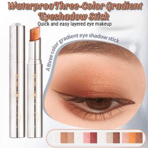 Three-Color Gradient Eyeshadow Stick Waterproof Sweatproof Pearlescent Eye Makeup Long-lasting