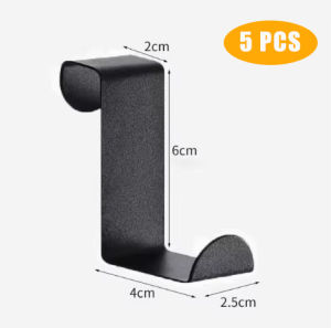 5 Pcs Over The Door Hooks Stainless Steel Seamless Nail-Free Bathroom Kitchen Z Shape Back Door Hook Rack Hanger Organizer