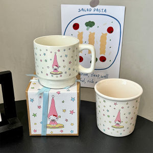 Colorful Star Cat Ceramic Mugs Breakfast Coffee Milk Cups Gift Box for Girls Cartoon Anime Design 300ml Capacity Dining Utensils