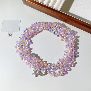 Long Crystal Mobile Phone Chain Crossbody Glowing Fashion High End Feel Mobile Phone Rope Bag Two Use Alloy Material