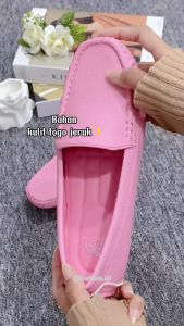 HELIVA HESTINA Sepatu Loafers Wanita Slip On Kulit Tekstur Ringan Sol 1cm HV8288