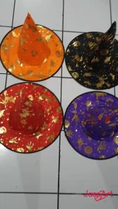 Topi Penyihir Murah Motif LABU WITCH Pumpkin Penyihir Cosplay Kostum Halloween Pesta