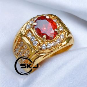 CINCIN BATU RED GARNET OVAL CUTTING MINIMALIS