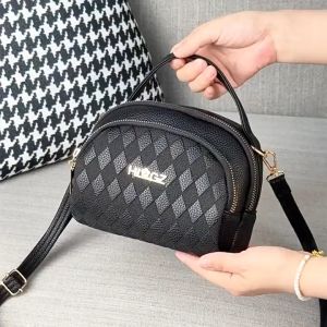 Túi đeo chéo nữ dáng bầu tròn size 18cm chất liệu da PU mềm THI155