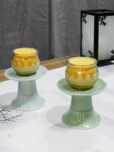 Màn Trang Trí Đèn Cầy Bằng Gốm Xanh Trung Hoa Đèn Cầy Trang Trí Phật Giáo Đồ Dùng Tế Lễ Đèn Cầy Hình Chậu Sứ Cốc Dùng Trong Nhà