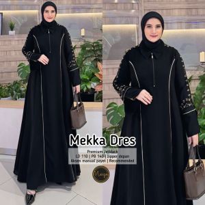 Gamis Premium Meisa Original | Dress Muslimah Bordir & Payet Mewah | Zipper Depan LD 110–114 PB 138–140