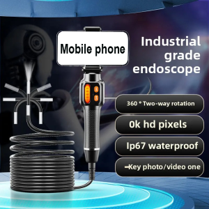 Two-Way Articulating Borescope Industrial Endoscope Camera with Light 1m Inspection Scope for Automotive and Aircraft Mechanics