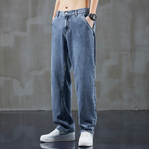 Mens Summer Thin Ice-silk Cool Feeling Fashionable Loose Straight Casual Jeans