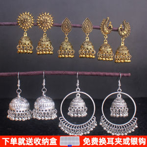 Luxurycc Handmade Ethnic Earrings for Women Vintage Hong Kong Style Elegant Retro Court Pattern Alloy Silver Gold Plated