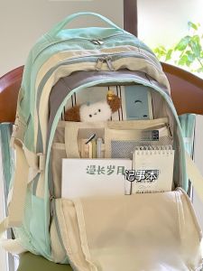 Large Capacity School Backpack Retro Style Double Layered Shoulder Bag for Junior High School Students Men And Women