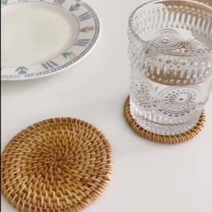 Insulation Handmade Rattan Coasters Coffee Cup Pad Cup Mat Kitchen CoasterTea Pot Place Mat Table Mats Alas Meja