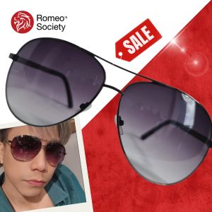 แว่นตากันแดดแฟชั่น CGRS128 (V7. กรอบสีดำ ขอบโค้ง เลนส์ดำใส) แว่นผู้ชาย ใส่แล้วเท่