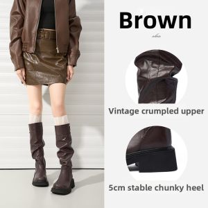 Josiny | Ladies Boots Knight British Style Versatile Slimming Thick Sole Comfortable Stackable