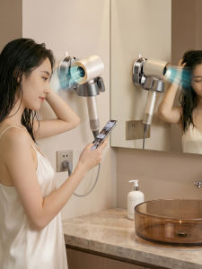 SHENFAN | Wall-Mounted Hair Dryer Storage Rack No-Drilling Installation Cable Organizer