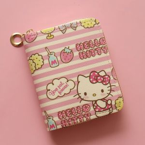 กระเป๋าใส่เหรียญ Hello Kitty กระเป๋าใส่เหรียญ PU ซิปปิด สไตล์การ์ตูน กระเป๋าใส่เหรียญสำหรับนักเรียนมัธยมปลาย