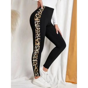 กางเกงขายาวเอวสูงลายเสือดาว กางเกงขายาวทรงหลวมสบาย ๆ สำหรับผู้หญิง สไตล์สตรีท เอวสูง ทรงสลิมฟิต ฤดูใบไม้ผลิ 2025