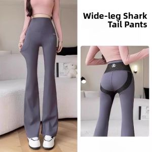 WANGGONGZHU | Elastic Mesh Yoga Pants Women Summer Thin Outdoor Wear 2025 New Small Size Pocket Sports Shark Base Layer Pants