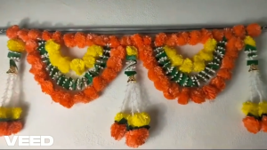 Artificial Marigold Flower Garland Door Toran for Main Entrance | Fluffy Floral Hanging for Pooja Diwali Pongal & Festive Home Decoration | 1 Pc