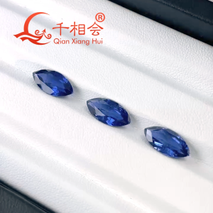 Marquise Shape Lab Grown Sapphire AGL Certificate Royal Blue Cornflower Blue Natural Cut Synthetic Corundum Loose Gemstones with Visible Inclusions DIY Accessories