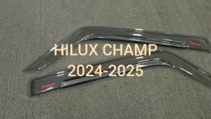 กันสาด คิ้วกันสาด คิ้วประตู คิ้ว สีดำ ใส-คาร์บอน ทรงห้าง คู่หน้า ตอนเดียว Toyota Hilux Champ 2024 2025 ใส่ร่วมกันได้ A