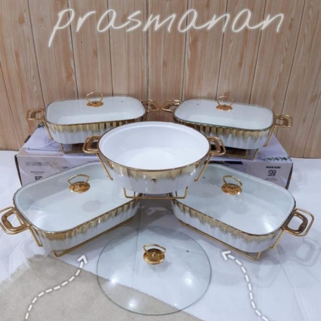 Paket Prasmanan 4 Segi 1 Bulat Putih Gold Ukuran 13in Lazada Indonesia