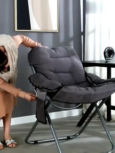 BMZAR Lazy Chair Foldable Sofa Bed Folding Chair 2 In 1 Premium Adjustable Lounge Reclining Napping Lazy Single Bed With Arm Sleeping Bed