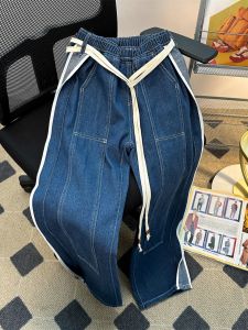 Quần Jeans Nam Có Sợi Dắt Phong Cách Hiphop Thiết Kế Mỹ Thường Ngày Quần Ống Rộng Dáng Rộng Cạp Thẳng Thời Trang Mùa Xuân