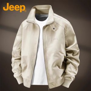 Jeep | Standing Collar Jacket Mens Cotton Loose Casual Coat