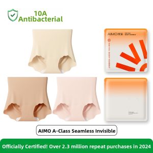 Aimo | Invisible Ice Silk Sandworm Silk Extended Crotch Ladies Underwear Seamless Antibacterial Triangle Panty Youth Mid Waist Design
