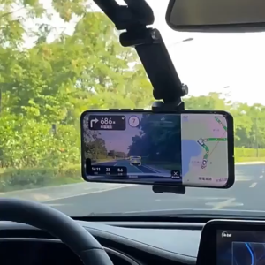 360° Rotatable Car Sun Visor Smartphone Mount ABS Material Dashboard Compatible Waterproof Auto Phone Holder with Rotation Function