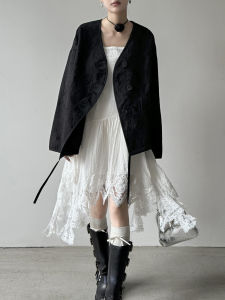 DdGirl Moon Goddess Lace Patchwork Base Camisole White Dress Womens Cotton Nylon Blend Mid-Length A-Line Skirt Style Dress