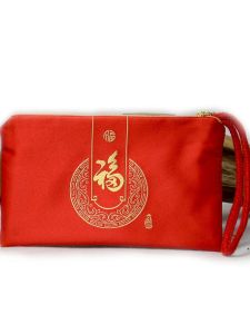 Embroidered Red Envelope Coin Purse Mobile Phone Bag Lucky Character Creative Gift New Year Style Handheld Bag Canvas Material