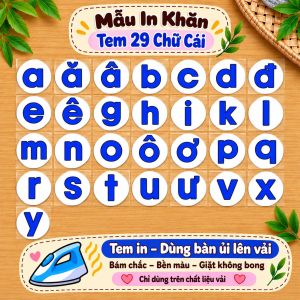 Tem Kí Hiệu Mầm Non Mẫu Tem In Khăn 29 Chữ Cái.