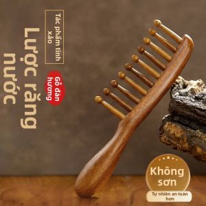 K lược Rộng Răng Lớn Cho Tóc Dài Xoăn Massage Đầu Bằng Gỗ