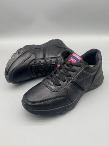 Leather Mens Casual Shoes Black Cowhide Spring Autumn Sports Outdoor Soft Leather Lightweight Thick Bottom Slow Run Dad Shoes