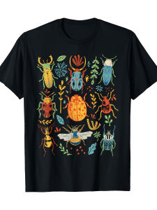 Insect Beetle Collector Entomologist Printed T-shirt Cotton Casual Round Neck Shirt Soft Comfortable Street Hip Hop Short Sleeve