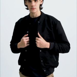 AKMENS Jaket Bomber Pria Suede: Jaket Bomber Berkualitas Tinggi