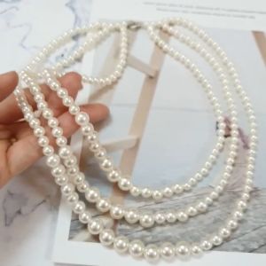 Chuỗi Vòng Cổ Ngọc Trai Nhân Tạo 3 Tầng Mặc Áo Dài Cách Tân Truyền Thống