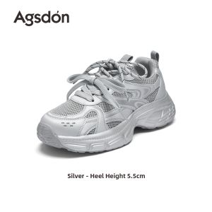 Agsdon | Summer Autumn Breathable Thin Upper Thick Sole Womens White Shoes