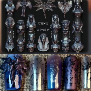 other | Artistic Nail Art Mold Ancient Egyptian Mythology Pharaoh Dark Style 3D Relief Silicone Mold for Nail Decoration