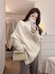 Soft Glutinous Idle Style Irregular Design Turtleneck Sweater Female Autumn and Winter Loose Niche Style Knitwear Padded Top