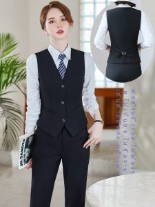 ระดับไฮเอนด์ ผู้หญิง ธุรกิจ ชุดสูท เสื้อกั๊ก ชุด Bank Hotel แผนกต้อนรับขาย 4S Store Workwear ชุด โพลีเอสเตอร์ คอวี ปุ่มเดียว