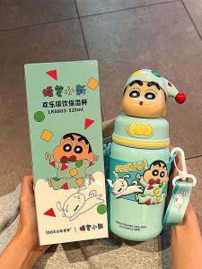 Large Capacity Stainless Steel Straw Cup Cartoon Character Doraemon Insulated Water Bottle Cute Student Beverage Container