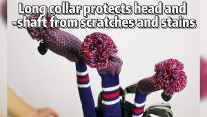 Scott Edward 1PCS Knitted Golf Cover for Driver WoodFairway WoodHybrid(UT) WoodDouble Layers Elastic Acrylic YarnBig Fluffy Pom Decorate Golf BagsMulti-Patterns to Choose