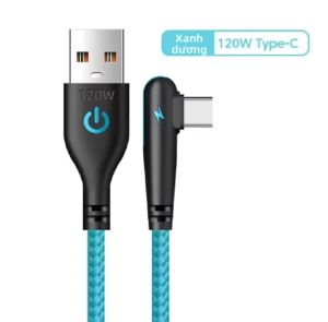 Cáp Sạc Nhanh USB Sang Type-C 120W Thiết Kế Đầu Cắm 90 Độ Chất Liệu Nylon Bện Dùng Cho Điện Thoại Huawei Oppo Xiaomi Samsung