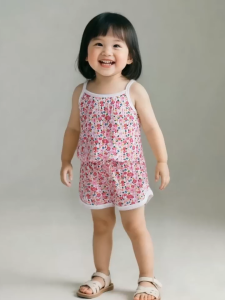 [🚚จัดส่งจากกรุงเทพฯ] ชุดกางเกงขาสั้นเสื้อกั๊กสำหรับสาวอายุ 3-10 ปีผ้าฝ้ายสบายน่ารักพิมพ์ชุดเสื้อกั๊กสำหรับสาว ๆ