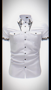 Áo sơ mi áo sơ mi nam cộc tay thiết kế họa tiết cổ áo sang chảnh và nam tính - N97