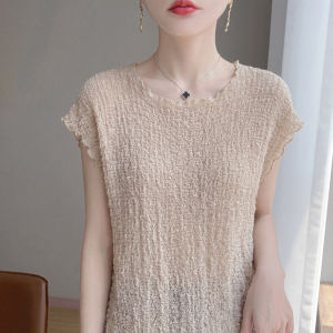 SHEHAN | Slim Fit Korean Style Tencel Blend Cotton Womens Short Sleeve Blouse